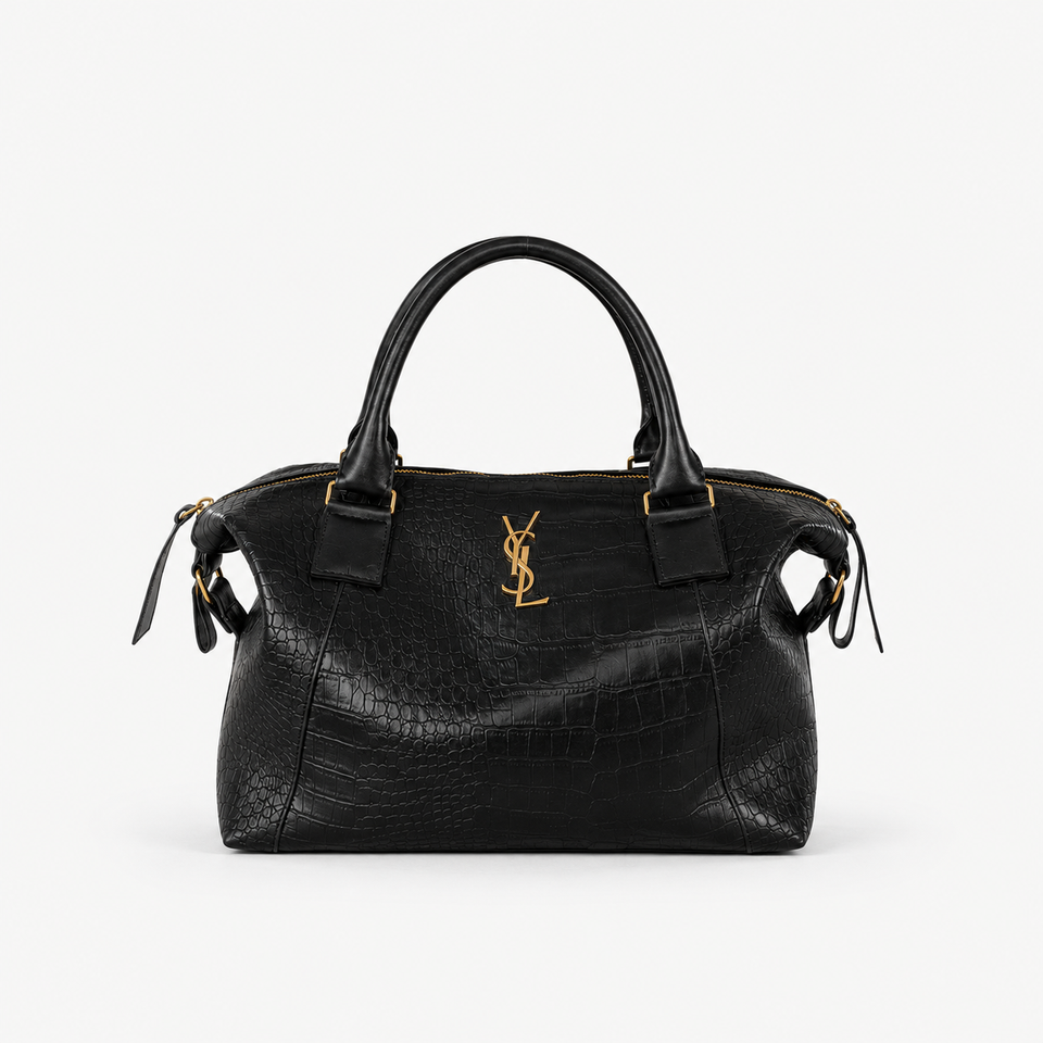 Bolsa Yves Saint Laurent Grande de Couro Croco